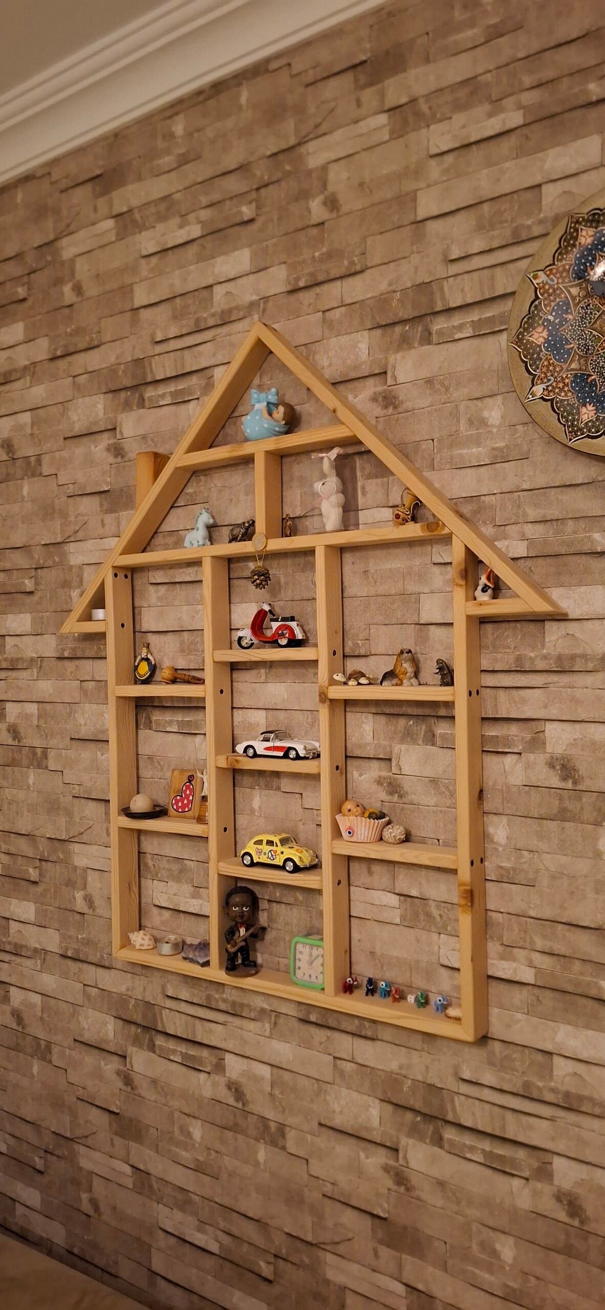 Ahşap Dekoratif Duvar rafı bibloluk